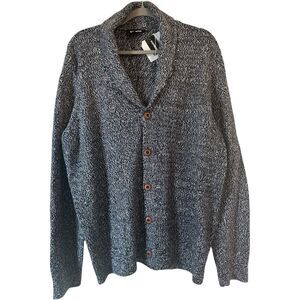 Express Cardigan Sweater Wool Blend Men XL Blue Grandpa Fisherman Shawl Collar